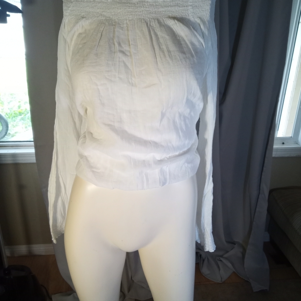 VENUS White Smocked Relaxed Blouse